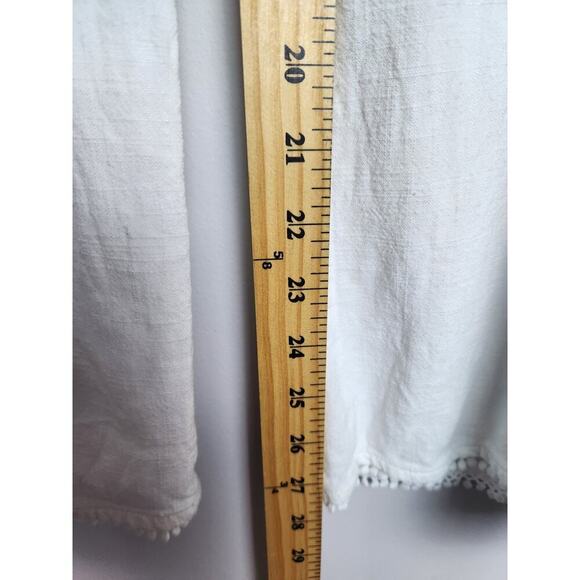 Soft Surroundings pull on linen blend beach pants sz L Gauzy slit leg stretch - Picture 10 of 10